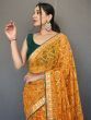 Attractive Yellow Printed Georgette Event Wear Saree With Blouse