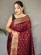 Glamorous Maroon Zari Woven Silk Wedding Wear Saree With Blouse