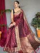 Glamorous Maroon Zari Woven Silk Wedding Wear Saree With Blouse