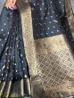 Stunning Black Zari Woven Silk Festival Wear Saree With Blouse
