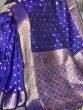Exquisite Blue Zari Woven Silk Event Wear Saree With Blouse
