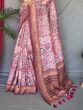 Beautiful Pink Digital Printed Silk Festive Wear Saree With Blouse