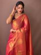 Captivating Rani Pink Zari Weaving Tissue Silk Saree With Blouse