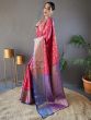 Ravishing Pink Zari Weaving Silk Festive Wear Saree With Blouse