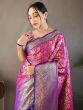 Wonderful Purple Zari Weaving Silk Events Wear Saree With Blouse