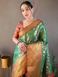 Lovely Green Zari Weaving Silk Sangeet Wear Saree With Blouse