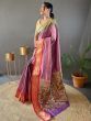Magnificent Dusty Pink Zari Weaving Silk Saree With Blouse