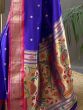 Attractive Blue Zari Work Silk Wedding Wear Saree With Blouse