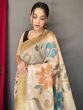 Mesmerizing Off-White Zari Weaving Silk Festive Wear Saree