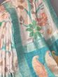 Enchanting Off-White And Blue Digital Print Silk Function Wear Saree