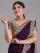 Tantalizing Purple Bandhani Printed Silk Traditional Saree With Blouse