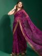 Stunning Purple Digital Printed Chiffon Event Wear Saree With Blouse 