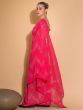 Beautiful Pink Sequins Georgette Reception Wear Saree With Blouse