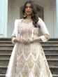 Wonderful White Embroidered Net Weeding Wear Anarkali Suit