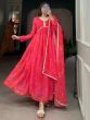 Amazing Pink Floral Printed Georgette Events Wear Gown With Dupatta