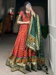Enticing Red Patola Printed Silk Festive Wear Gown With Dupatta