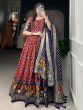 Incredible Wine Patola Printed Silk Events Wear Gown With Dupatta