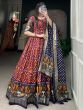 Incredible Wine Patola Printed Silk Events Wear Gown With Dupatta