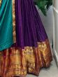 Captivating Purple Zari Woven Cotton Events Wear Gown With Dupatta