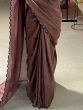 Awesome Mauve Arca Work Gadhawal Chex Event Wear Saree With Blouse
