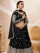 Beautiful Black Sequins Georgette Reception Wear Lehenga Choli 
