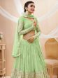 Amazing Pista Green Sequins Georgette Reception Wear Lehenga Choli 