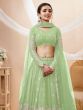 Amazing Pista Green Sequins Georgette Reception Wear Lehenga Choli 