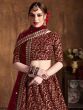 Captivating Maroon Sequins Raw Silk Lehenga Choli With Dupatta