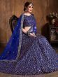 Attractive Blue Sequins Embroidered Raw Silk Wedding Lehenga Choli 