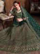 Magnetic Green Sequins Raw Silk Wedding Wear Lehenga Choli 