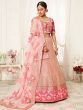 Fascinating Pink Embroidered Soft Net Wedding Wear Lehenga Choli