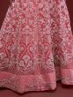 Gorgeous Coral Embroidered Net Wedding Wear Lehenga Choli 