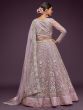 Attractive Lilac Embroidered Soft Net Wedding Wear Lehenga Choli 
