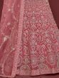 Cute Rose Pink Embroidered Soft Net Traditional Lehenga Choli 
