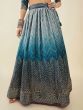Awesome Blue Sequins Art Silk Wedding Wear Lehenga Choli With Dupatta