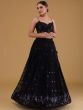 Fabulous Black Embroidered Georgette Reception Wear Lehenga Choli