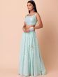 Appealing Sky-Blue Sequins Georgette Wedding Wear Lehenga Choli  