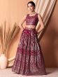 Wonderful Dark Pink Sequins Georgette Wedding Wear Lehenga Choli