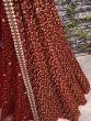 Elegant Maroon Colored Designer Heavy Embroidered Raw Silk Lehenga