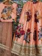 Gorgeous Peach Colored Partywear Designer Embroidered Lehenga Choli