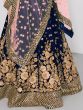Stunning Navy Blue Colored Partywear Embroidered Lehenga Choli
