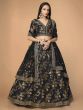 Hypnotic Black Colored Wedding Wear Embroidered Satin Lehenga Choli