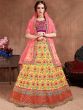 Flamboyant Yellow-Pink Colored Bridal wear Embroidered Lehenga Choli