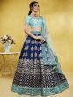 Glamorous Blue Embroidered Silk Bridesmaid Lehenga Choli With Dupatta