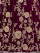 Purple Embroidered Velvet Bridal Lehenga Choli