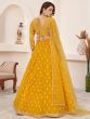 Beauteous Yellow Thread Work Georgette Lehenga Choli With Dupatta