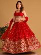 Lovely Red Sequins Georgette Engagement Wear Lehenga Choli
