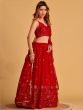 Spectacular Red Sequins Georgette Reception Wear Lehenga Choli