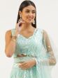 Attractive Sky Blue Sequins Net Designer Lehenga Choli With Dupatta