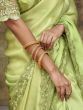  Awesome Green Embroidered Satin Festival Wear Saree With Blouse
